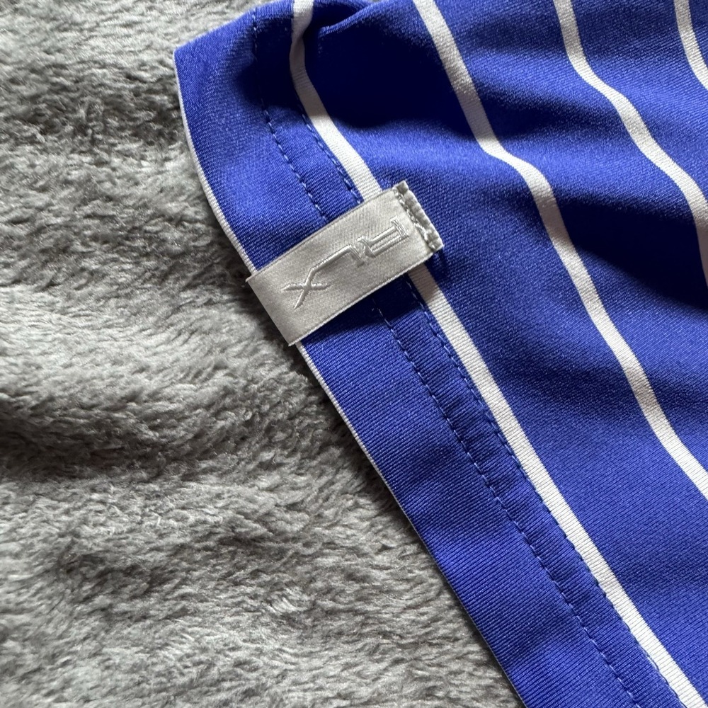 RLX Polo Shirt Mens L Blue White Stripe Golf Performance Stretch Ralph Lauren - Picture 4 of 10